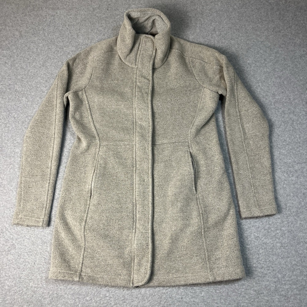 Kuhl Jacket Womens Small Beige Highland Long Full Zip Fleece Ski Acrylic Blend